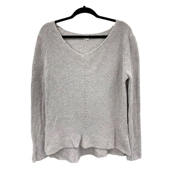 Gap Womens Med Gray Knit Sweater V Neck Pull Over Capsule Lagenlook Cottagecore - Picture 1 of 5